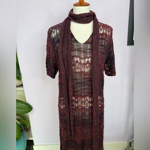 Rare Vintage Marina Rinaldi Red & Burgundy Knitted 3-Piece Set